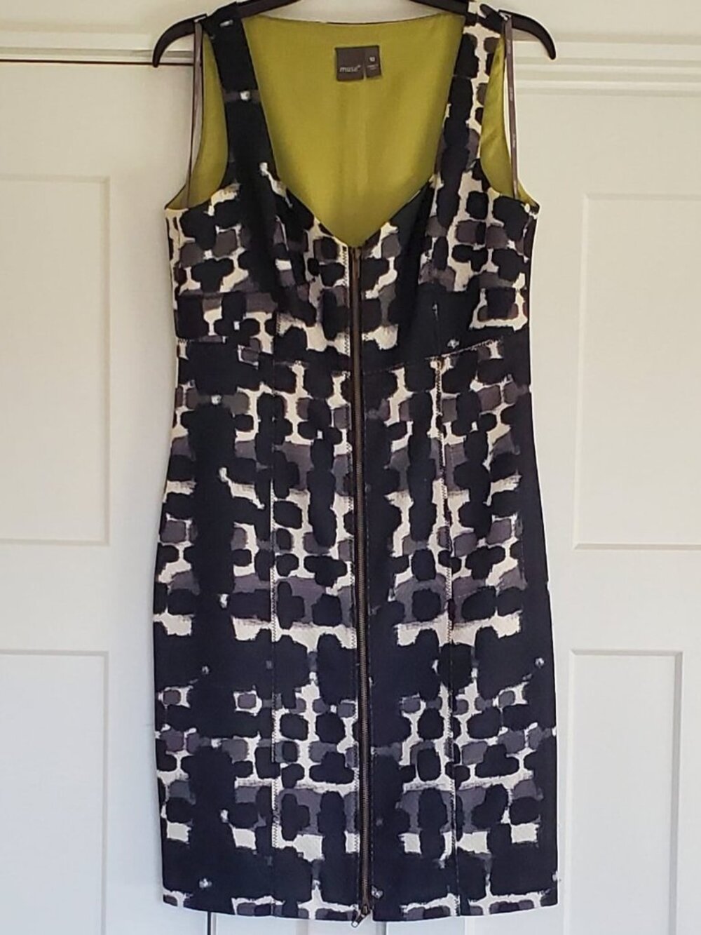 Muse Geometric Print Zip Front Pencil Dress Size 10 NEW